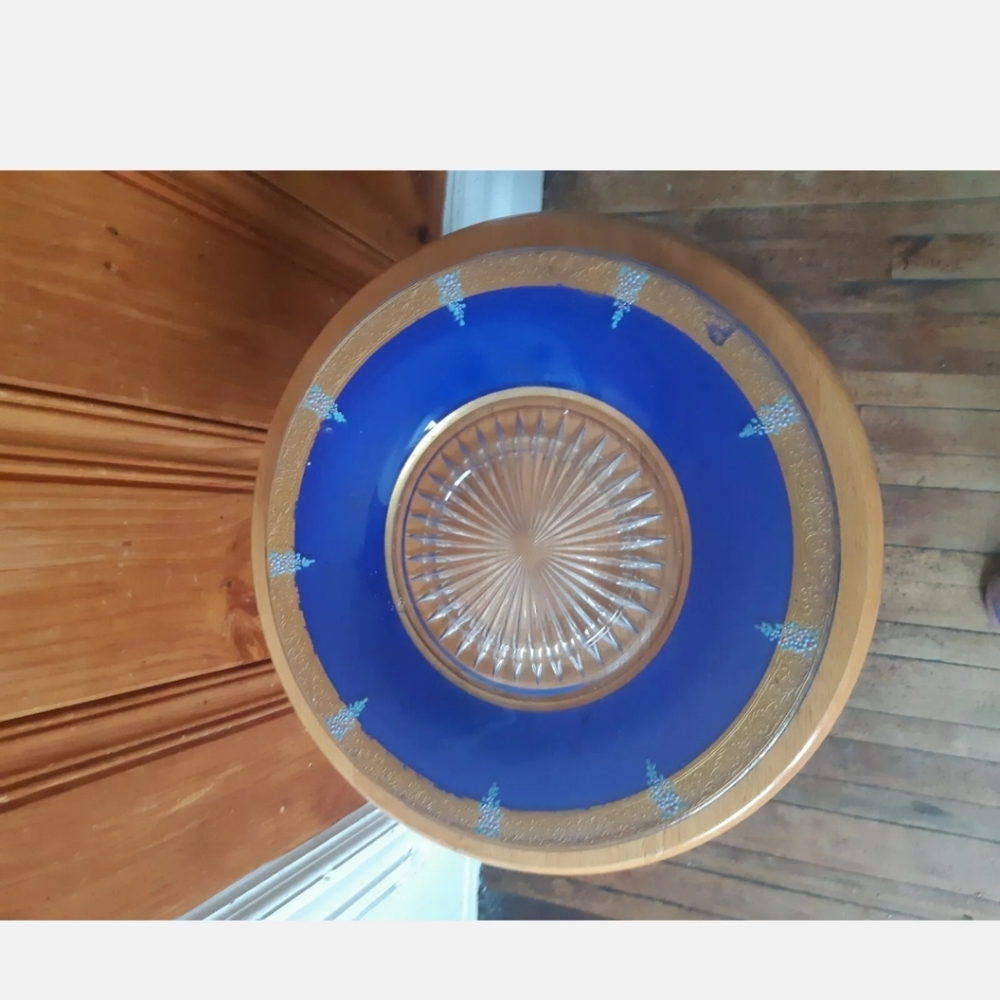 Plate, Vintage decoratif bleu ruby plate Plates 10"